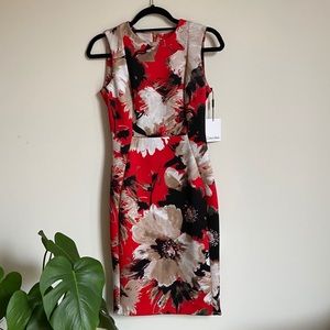 New Calvin Klein Red Fionna Scuba Dress - Size 2